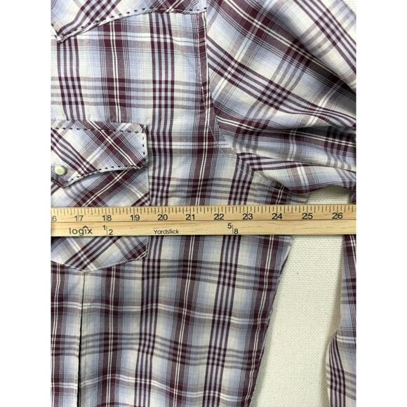 Wrangler Men's Long Sleeve Shirt Pearl Snaps Sz XL Plum Plaid Western Cowboy - Picture 7 of 10